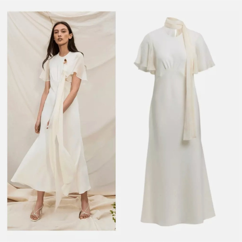 Maggie Marilyn Midi Dress size 14 White‎ Romantic Whimsy Fairy Bride Wedding NEW